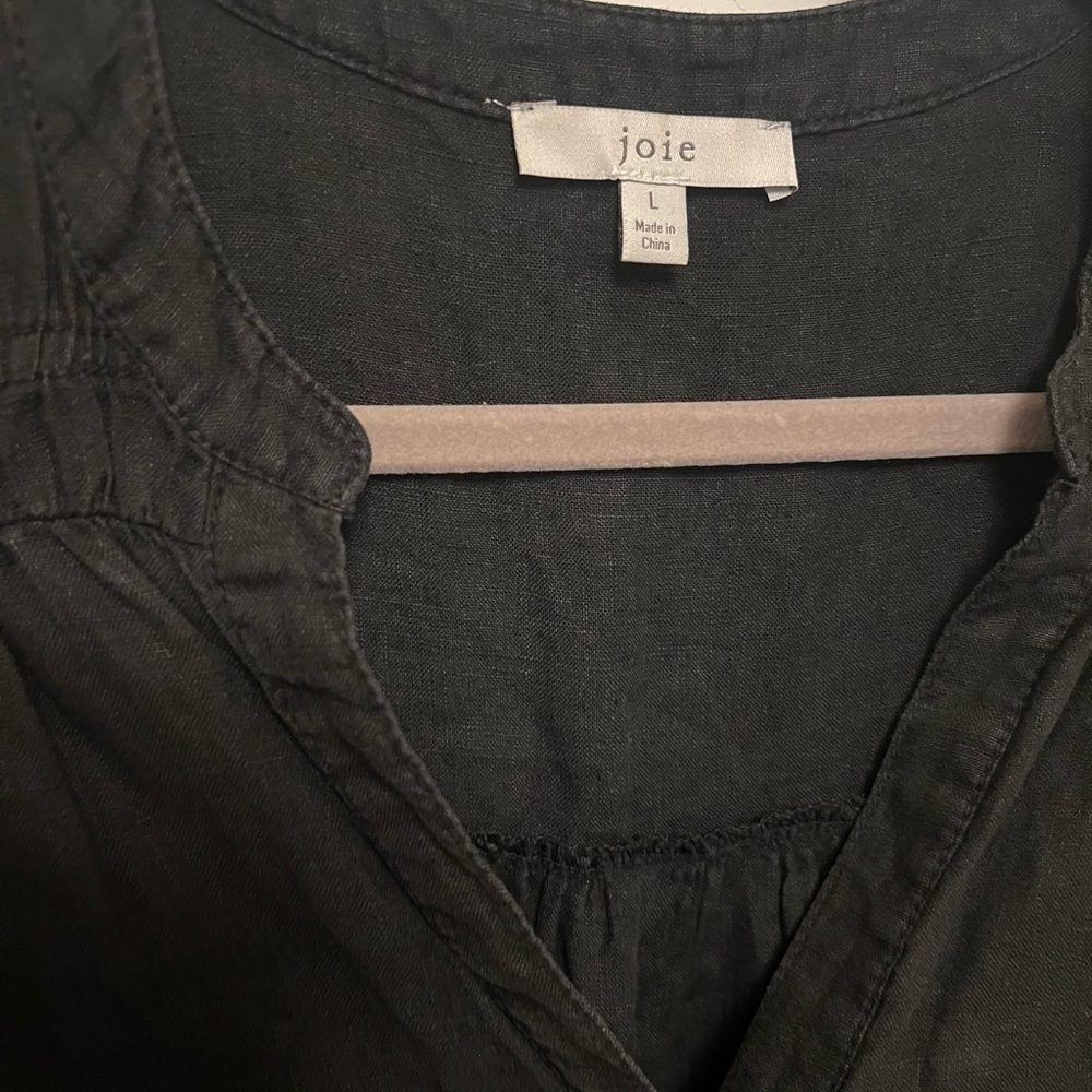 JOIE Bosworth Black 100% Linen Romper Long Sleeve Size Large L - Picture 4 of 7